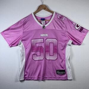Y2K Packers Hawk #50 Pink Reebok NFL Jersey Womens Large Fan Shirt